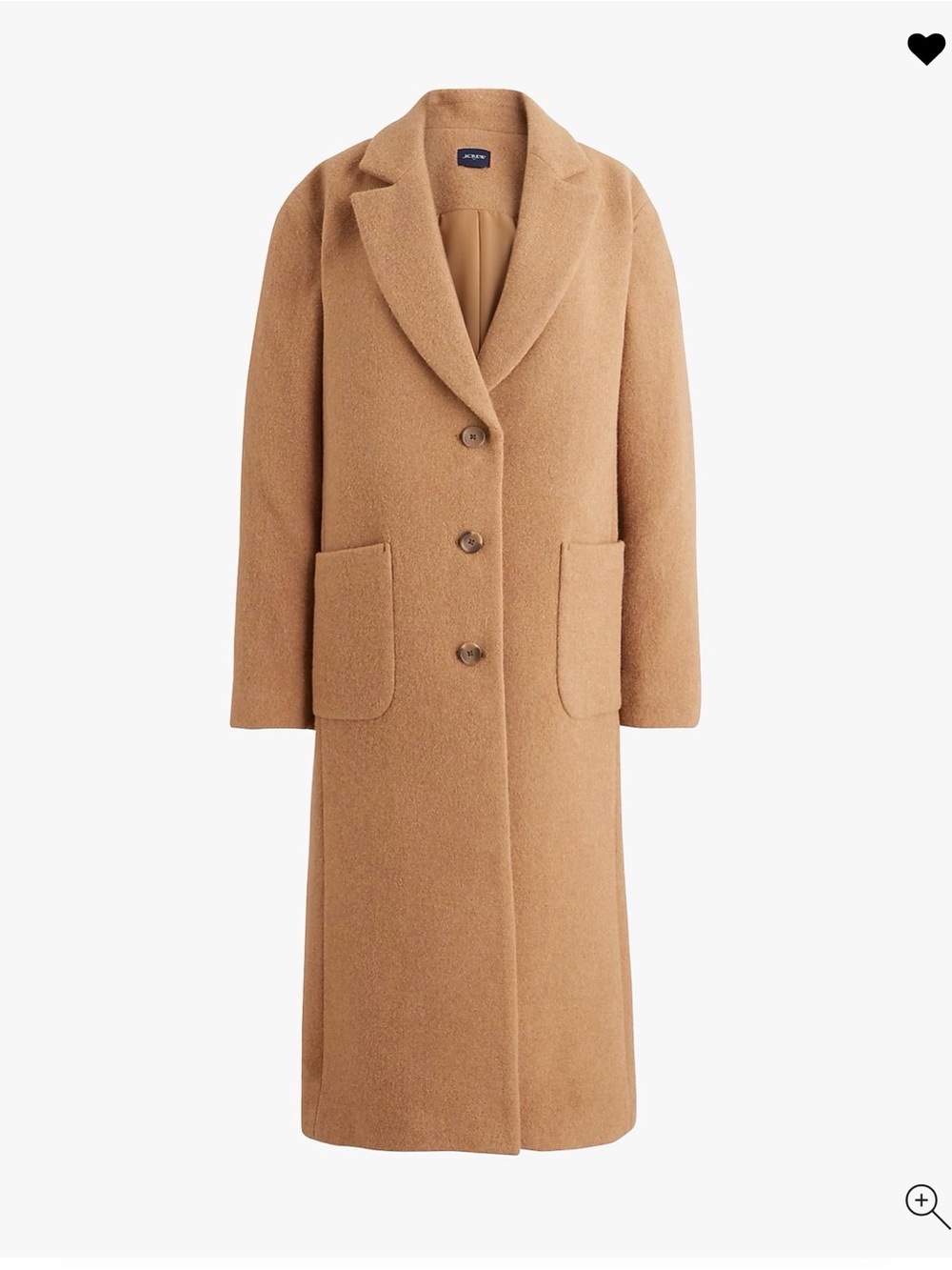 J.Crew CO102 Camel Wool Blend Midcalf Coat Size L